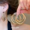 Silver Needle Multi-layer Round Earrings, Simple Temperament, Niche Design Stud Earrings, Light Luxury and High-end Earrings.