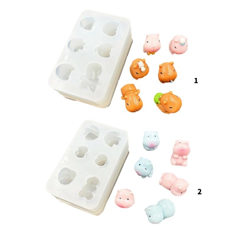 6 Cavity Silicone Mould For Resin Art Miniature Landscape Desktop Decoration Capybara Hippo Designs