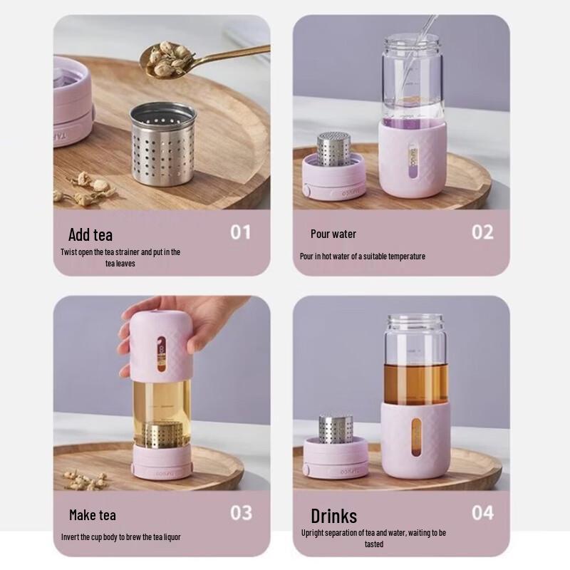 TAFUCO Tea Infuser Borosilicate Glass Bottle