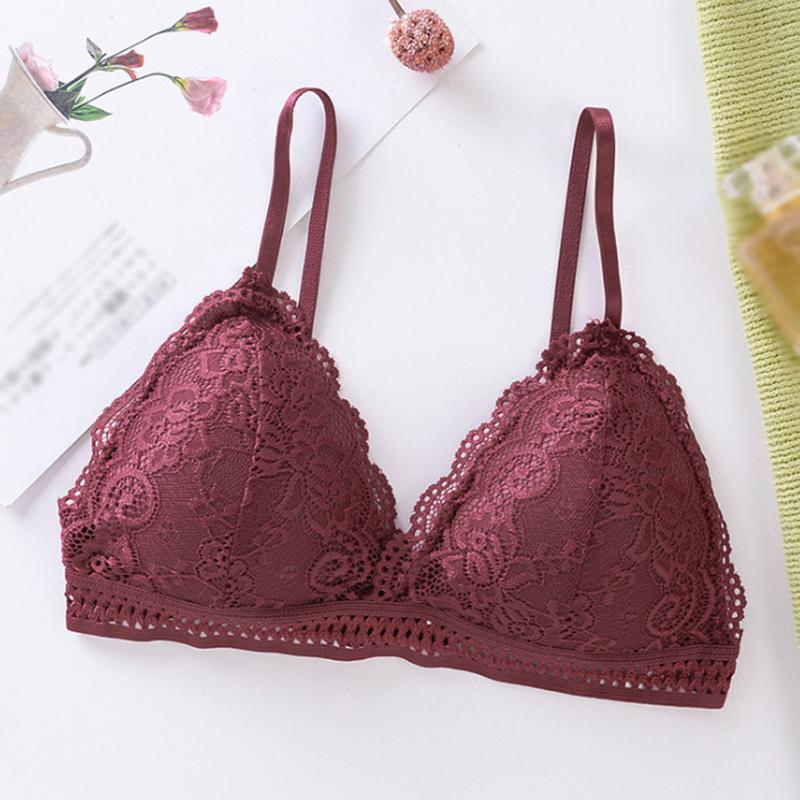 Women Bra Triangle Cup Lace Bra Without Steel Sling Beautiful Back Thin Bras