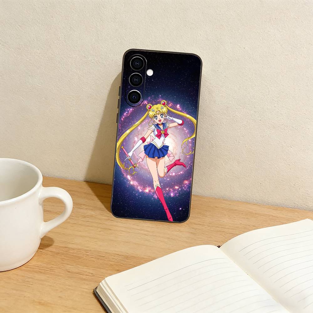 CUTE Cartoon S-Sailor M-Moons Phone Case For Samsung Galaxy A73,A72,A71,A70,A53,A52,A51,Others Soft Black Cover