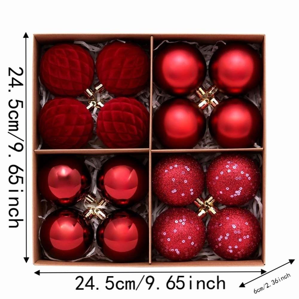 Flocked Velvet Christmas Ornaments Set Electroplated Shiny Holiday Hanging Pendants Family Homes