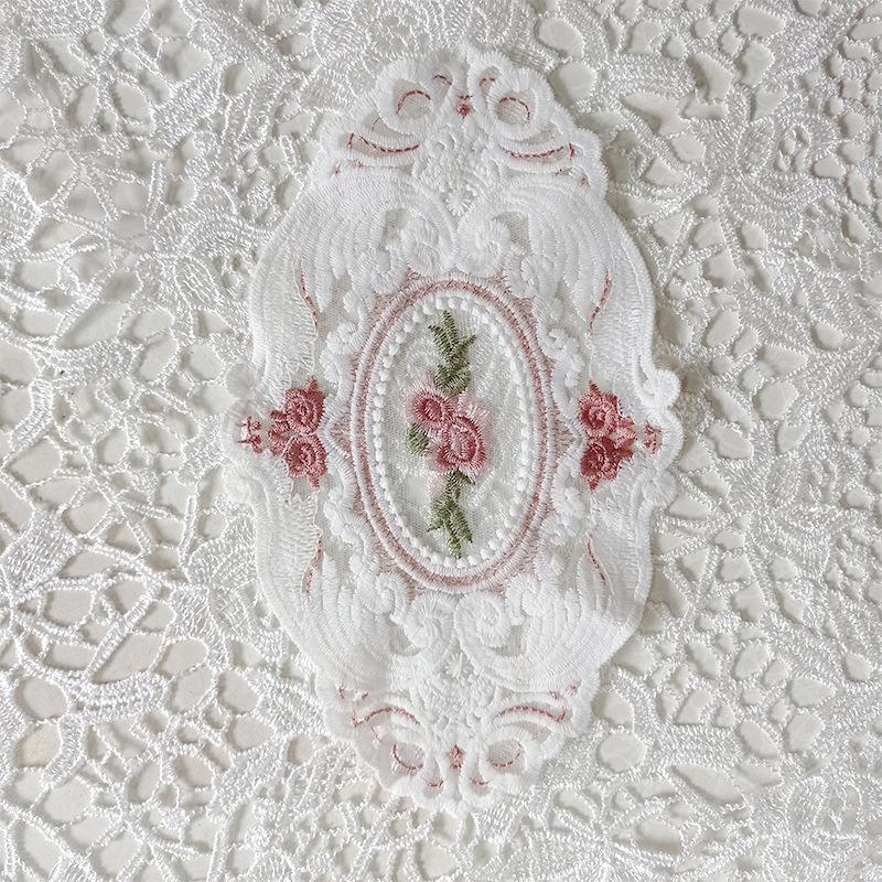 Oval Coaster European Lace Embroidered Dining Table Mat Decorative Fabric Coffee Table Mat Embroidery Retro Heat Insulation Weaving