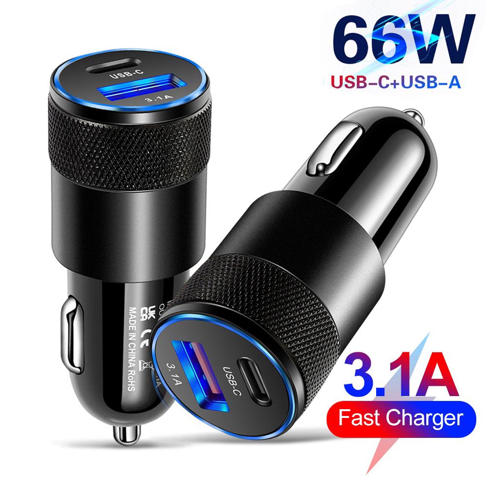 USB Car Charger Type C Fast Charging Phone Adapter For iPhone Xiaomi PD+USB Phone Charger Car Adapter Socket Cigarette Lighter