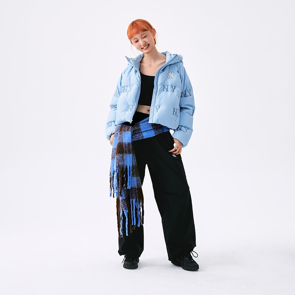 New MLB MONOGRAM Collection New York Yankees FW24 Down Jacket Women's Sky Blue 3FDJG1046-50SBS