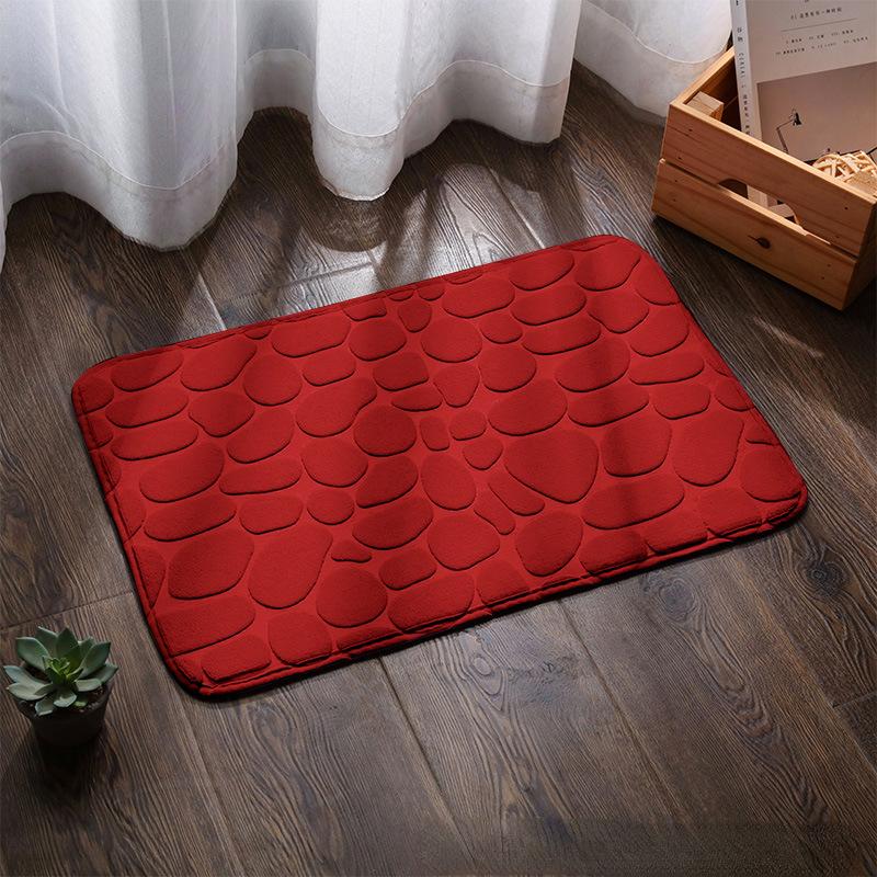 Cobblestone Embossed Absorbent Bath Mat Thicken Non-slip Mat Damp-proof Soft Foot Pad Shower Room Doormat Memory Foam Pad
