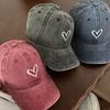 Heart Love Baseball Hats Women Wide Brim Washed Cotton Sun Hat Korean Retro Casual Aged Visor Cap Spring Summer Sunshade Visors