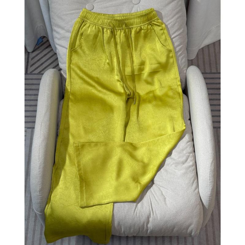 

Summer wide-leg pants smooth double-sided satin acetate pattern loose and thin casual straight women s pants show long legs XL