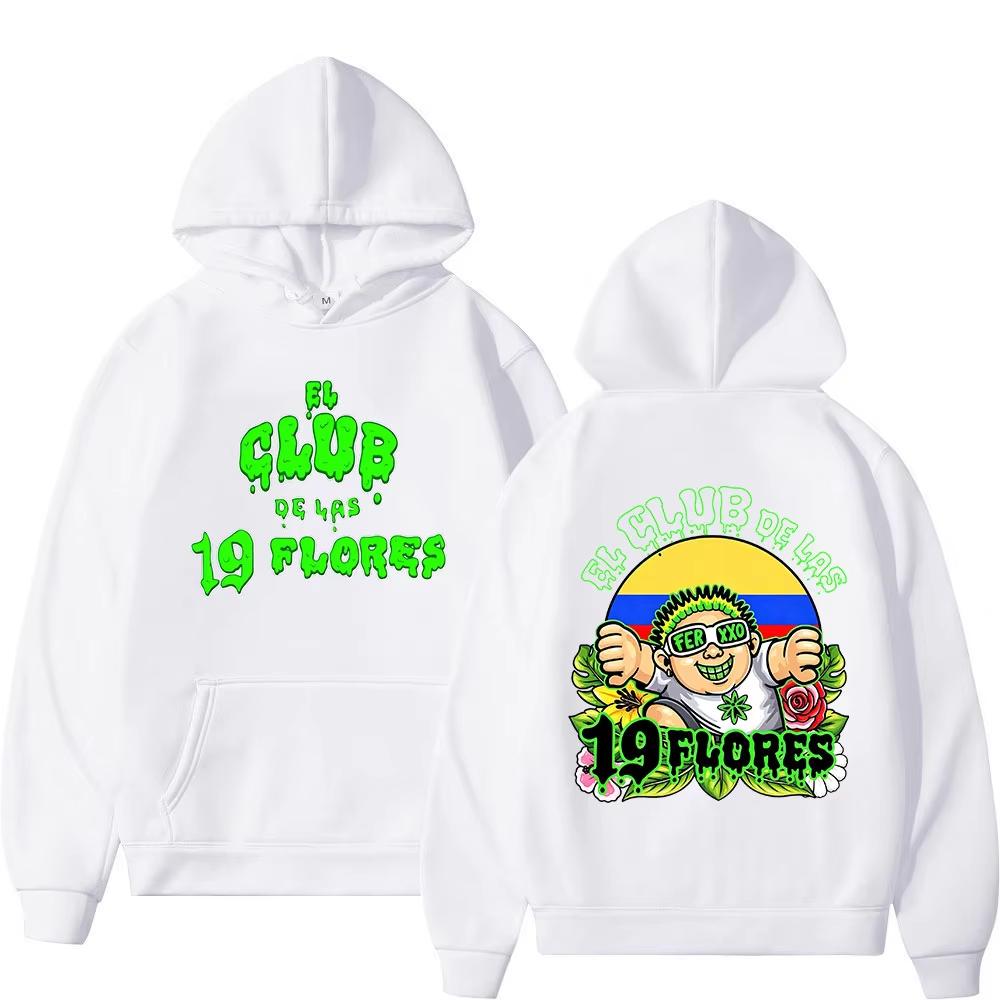 Rapper Feid Ferxxo El Club De Las 19 Flores Hoodie Men Women Clothing Fashion Pullover Long Sleeve Hoodies
