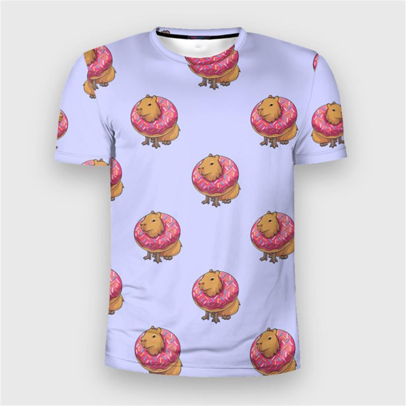 Summer Y2k 3D Printing Cute Animal Capybara T Shirt For Men Funny