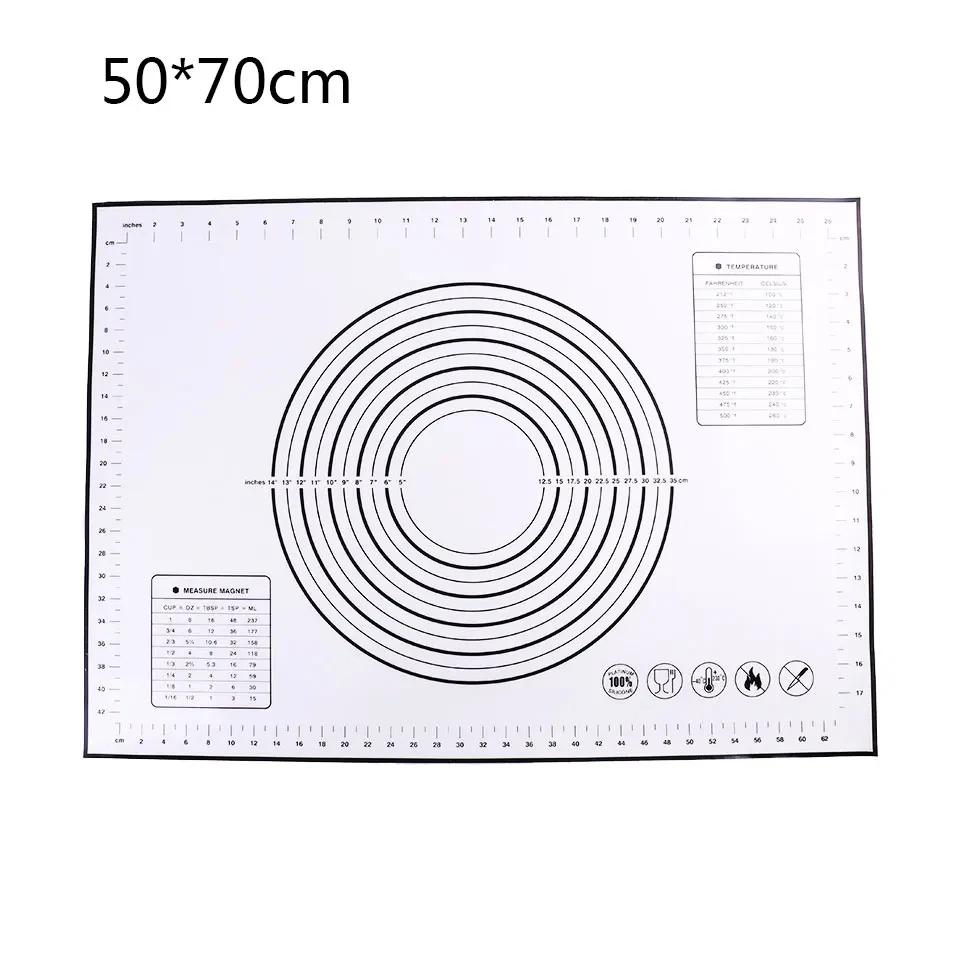 Various Size Silicone Kneading Pad Non-Stick Surface Rolling Dough Mat with Scale Kitchen Cooking Pastry Sheet Oven Liner Bakeware
