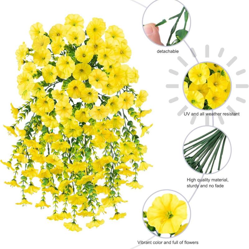 Artificial Morning Glory Silk Flower Vine Hanging Garland Fake Flower String For Home Wedding Outdoor Wall Garden Decor
