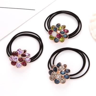 Hair Band Hair Accessories Simple Rhinestone Head Rope Ponytail Rubber Band Flower