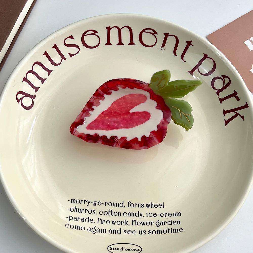 Love Acetic Acid Hair Clip French Style Fruit Hairpin Sweet Heart Strawberry Hair Claw  Travel