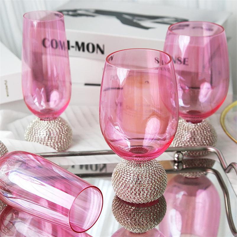 Fairy Wine Glass, Pink Diamond, Whiskey Wine Glass Decoration, Tall Glass, Simple Light, Luxury Champagne Glass