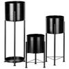 3x Blumentopf Pflanzgefäß Metall Schwarz Übertopf auf Ständer Beinen Pflanzen