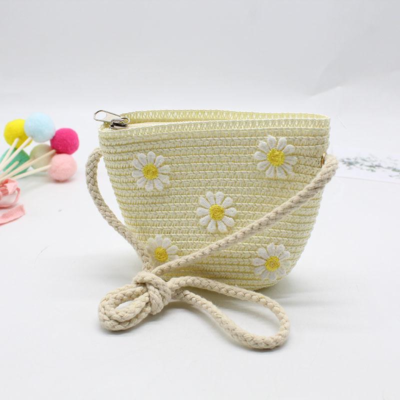 Girls Sun Hat Flower Resort Beach Hat Wavy Edge Straw Hat + Bag Sun Hat Children'S Fairy Hat