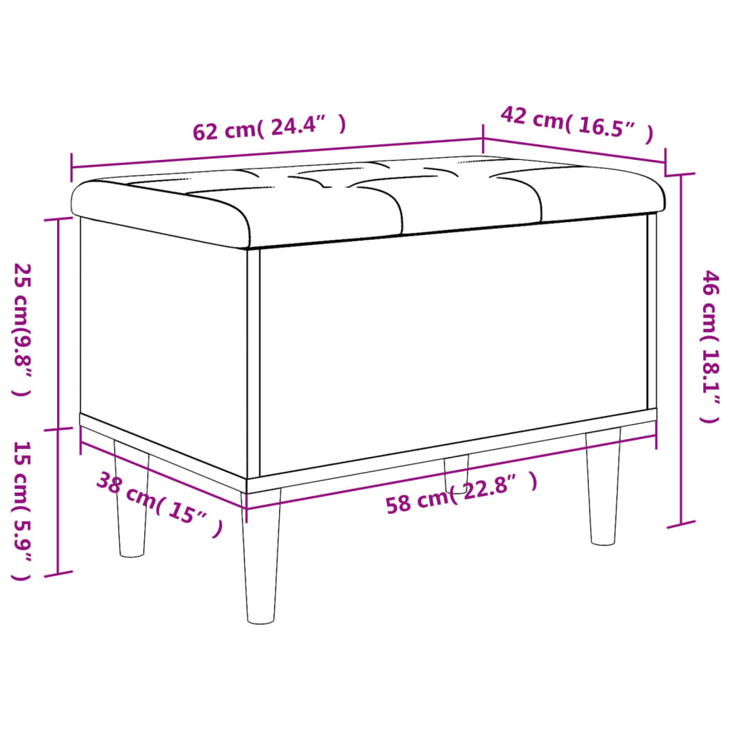 Storage Bench In Concrete Grey 62 X 42 X 46 Cm Wood Based Material