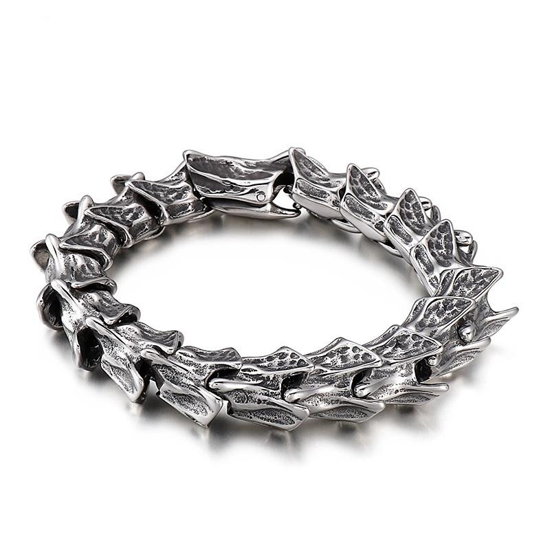 Punk Rock Viking Cuban Curb Bracelet Wrist Men Retro Hiphop Stainless Steel Charm Chain Male Dragon Bracelets Bangle Jewelry