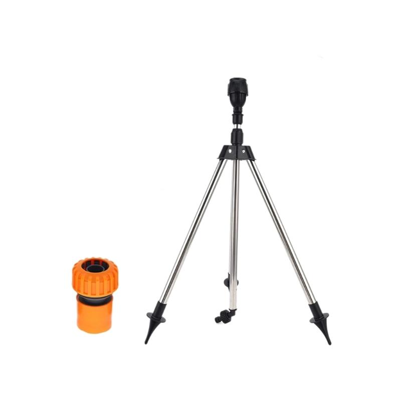 Expandable Garden Stainless Tripod Sprinkler With Interchangeable Nozzles 3/4in Fast Release Connector Easy Ground Mount