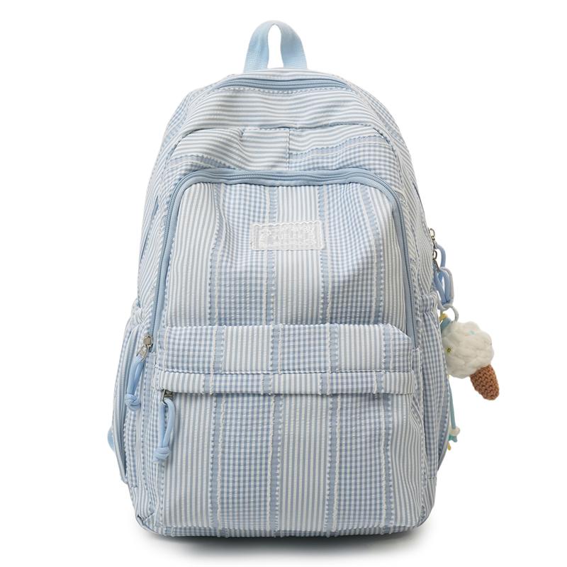Gestreifter Rucksack Schülerrucksack Schultasche Pendler Rucksack mit großem Fassungsvermögen