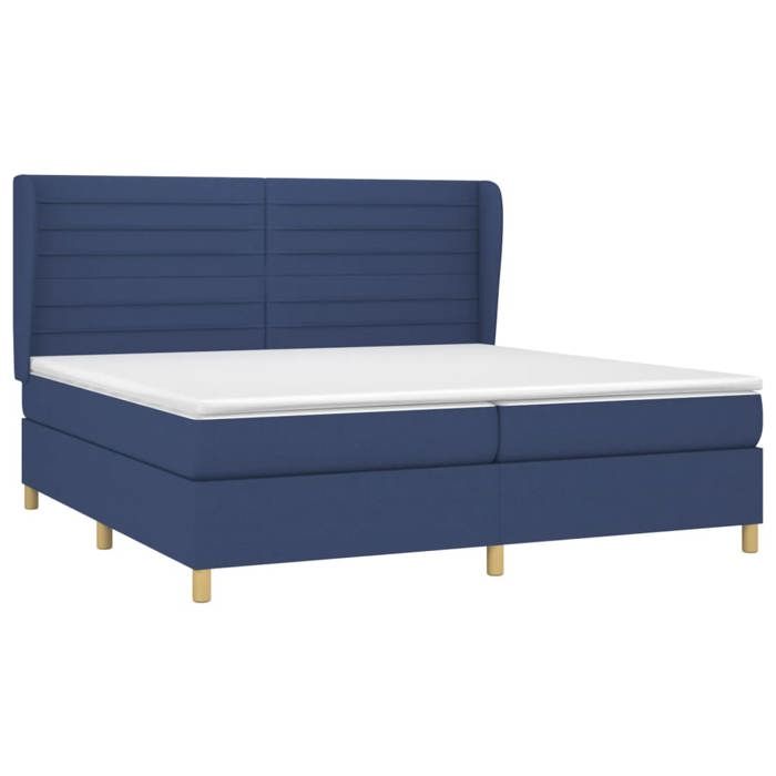 3128635 vidaXL Divan Bed with Mattress Blue 200x200 Cm Fabric