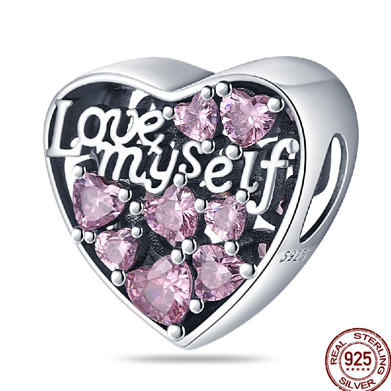Copper Heart-Shaped Love Flower Element Valentine'S Day Gift Beads Suitable For 3Mm Original Bracelet Diy