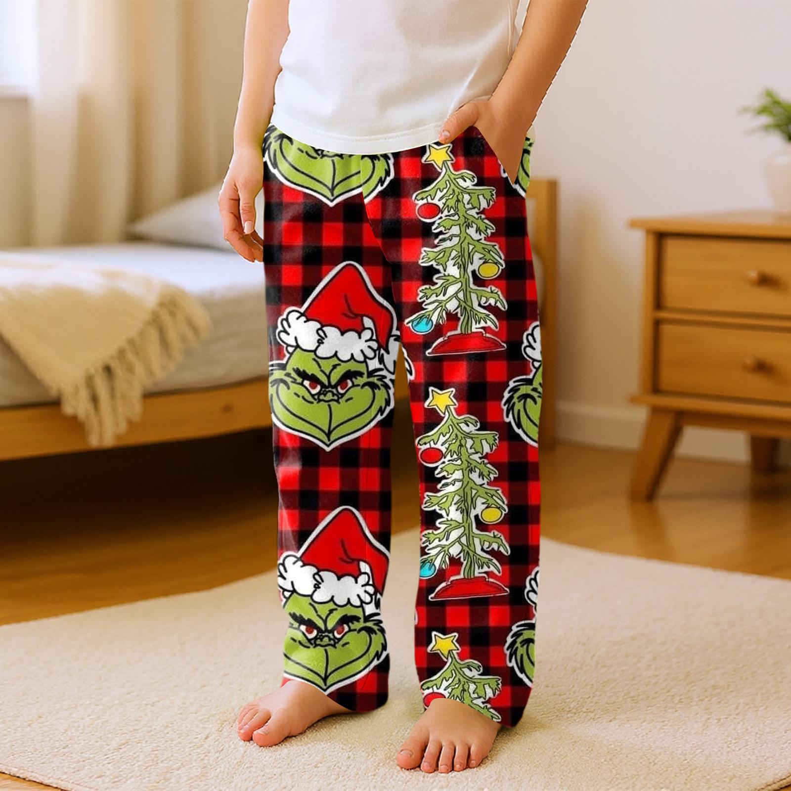 

Дитячі Універсальні Різдвяні Штани з Кишенями з Плюшу для Повсякденного Носіння, Піжамні Штани, Домашні Штани 130 червоний