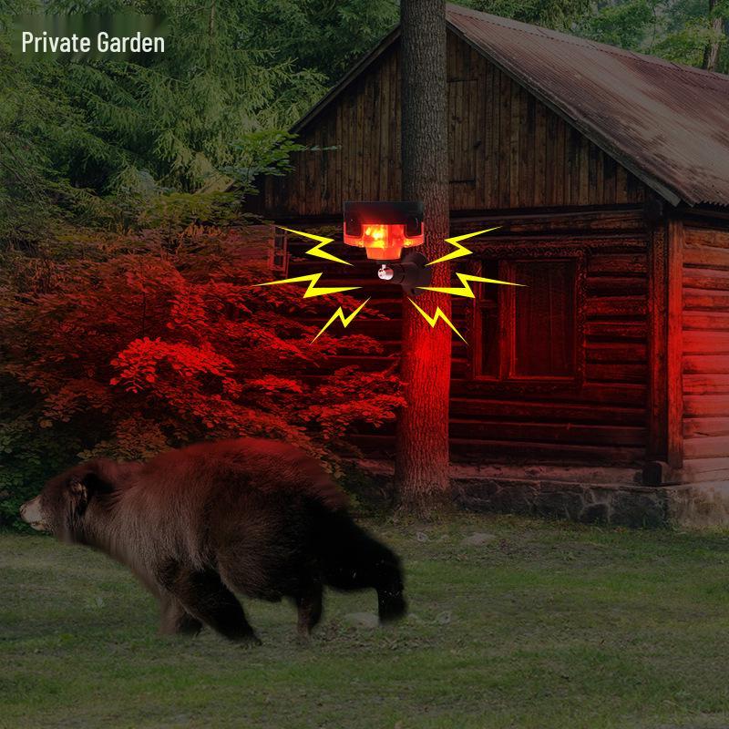 Solar-Powered 360° Infrared Motion Alarm & Light Animal Repeller with Voice Speaker