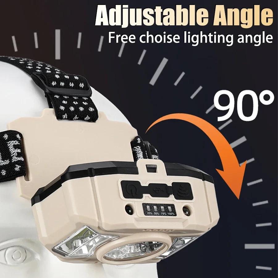 Rechargeable COB Sensor Headlamp 5 Modes LED Head Lights Camping Fishing UV Light Lamp Torch Flashlight Waterproof Headlight