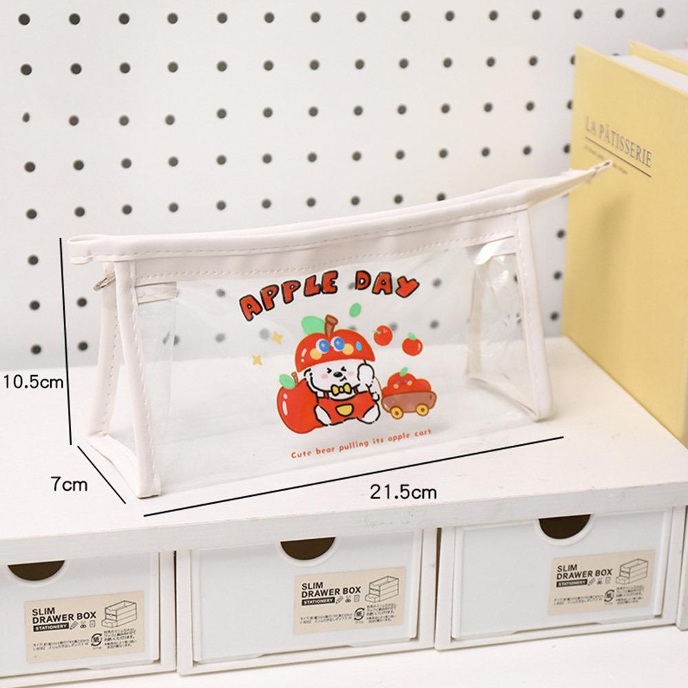 Cartoon Transparent Pen Bag Triangle Base Waterproof Pencil Case Cute Design Multi-functional Pen Pouch Students