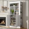 Modern Tall Cabinet with Open Shelf, 2 Doors and Side Storage Compartments, for Living Room, Dining Room, Study and Bedroom, White, 85×35×180cm