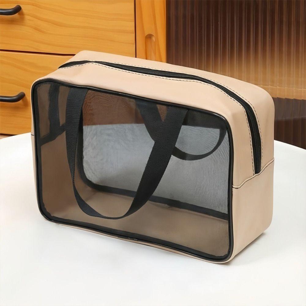Portable Large Capacity Toiletry Bag Multi-Purpose Breathable Mesh Bath Bag Hollow Out Waterproof Cosmetic Storage Bag