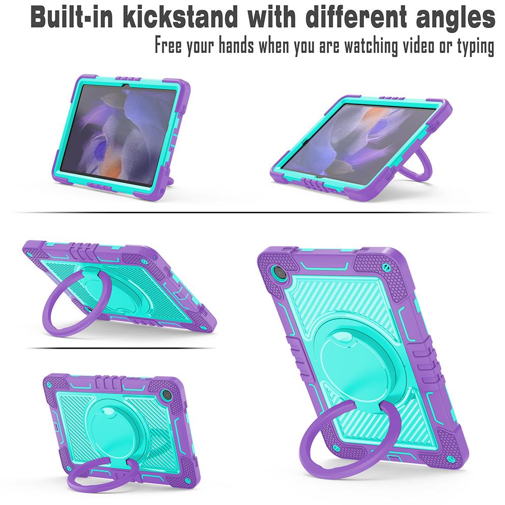Color Block Protective Case with Wrist Strap for Samsung Tab A9/A9 Plus