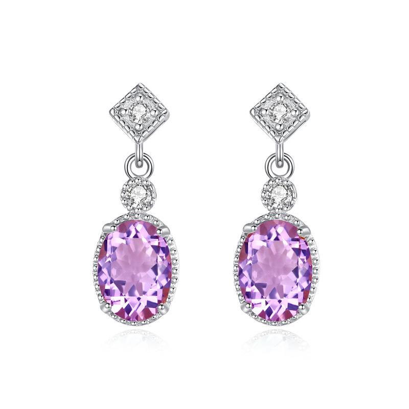 Natural crystal stone earrings premium garnet topaz s925 sterling silver stud earrings women