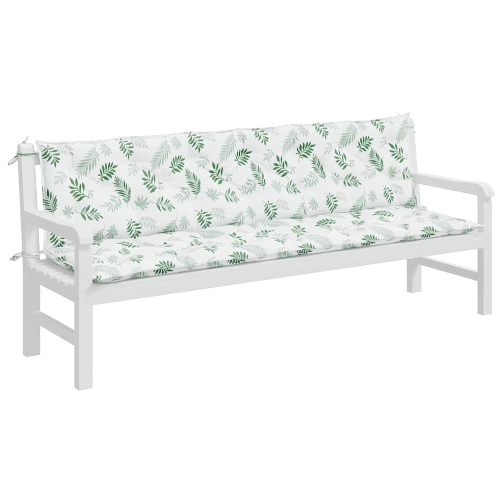 Garden Bench Cushions 2 pcs Leaf Pattern 200x50x7 cm Fabric