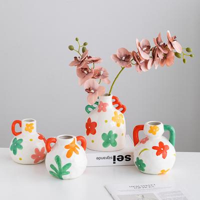 Modern Ceramic Decoration Dried Flower Vase Living Room Entrance Desktop Hydroponic Flower Set Dining Table Decoration Vase
