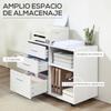 Office Cabinet for Printer, 3 Drawers, Shelves, Wheels, 80 x 40 x 65 cm, White