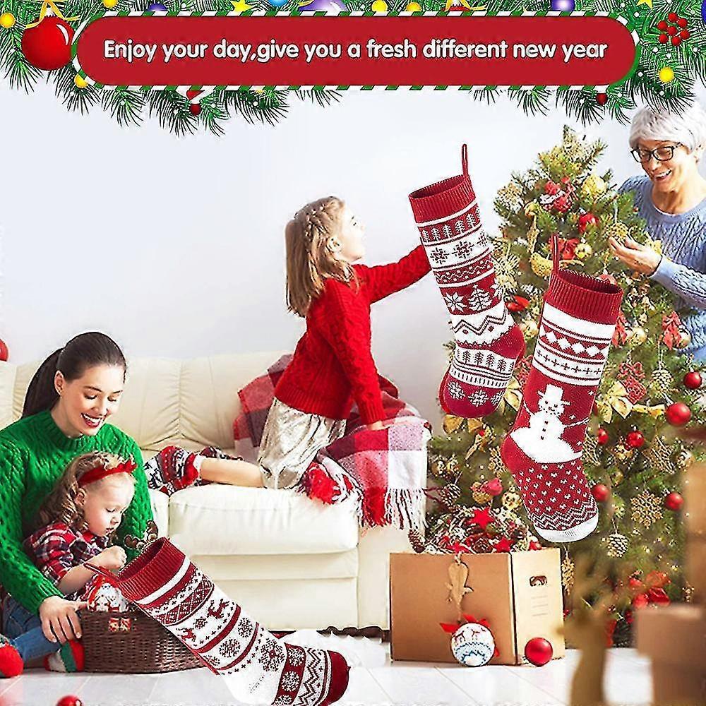 2 Pack Knit Christmas Stockings, For Family Holiday Xmas Tree Decor