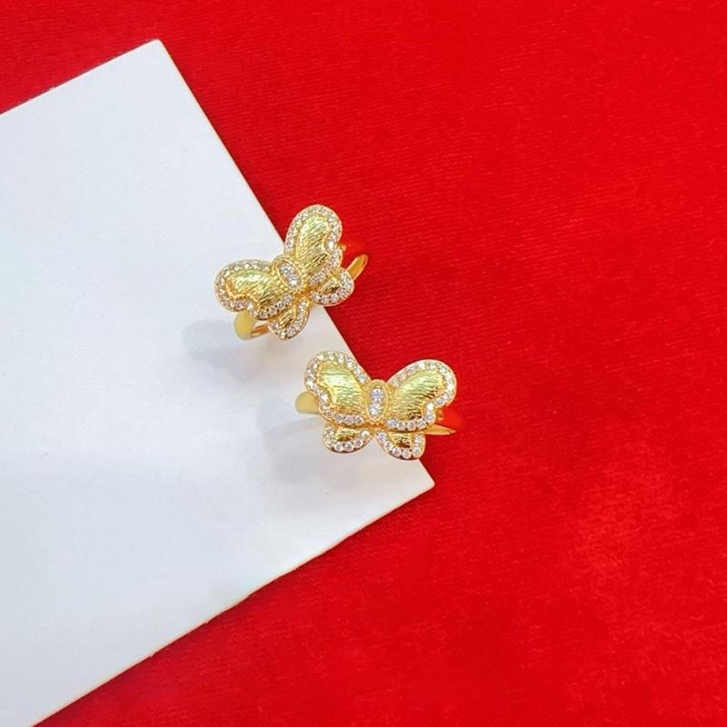 Ancient gold zircon butterfly ring retro light luxury high-end index finger ring versatile temperament simple jewelry women