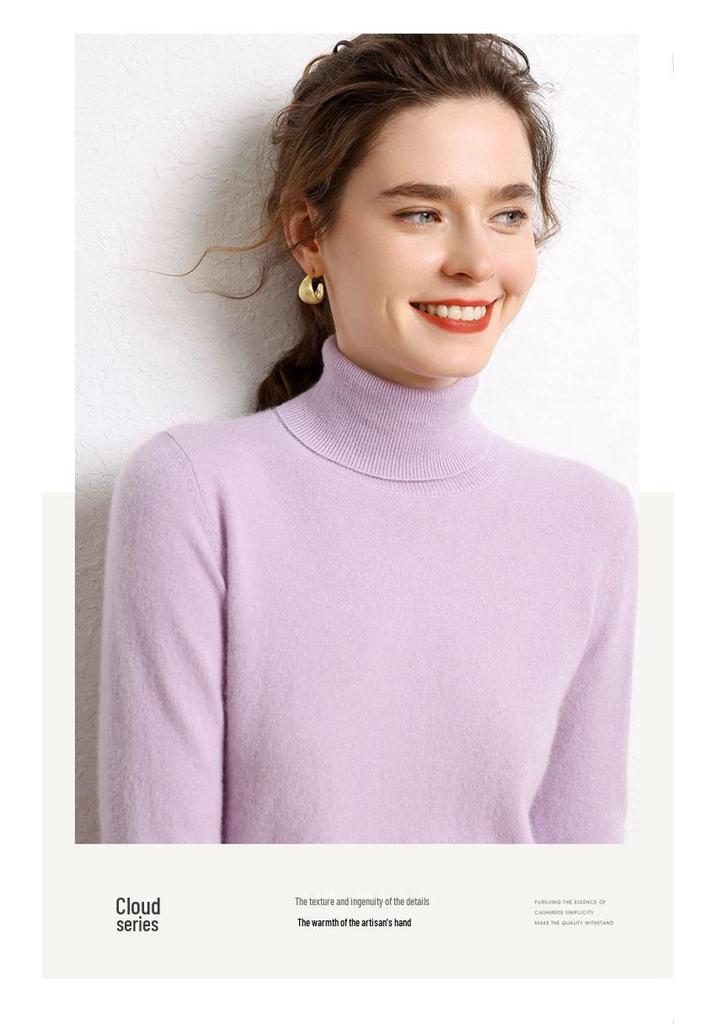 Cashmere High-Neck Loose Knit Sweater - Versatile Autumn/Winter Casual Top