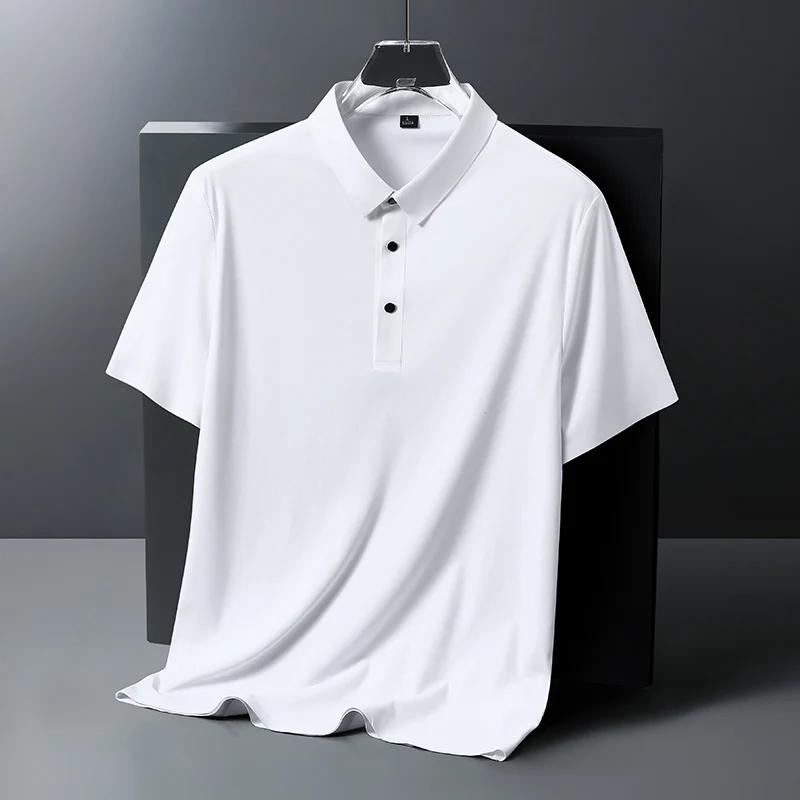 Large Size 8XL Summer Men Polo Shirt Casual Loose Ice Silk Short Sleeve T Shirt Men Quick-drying Business Men Wear