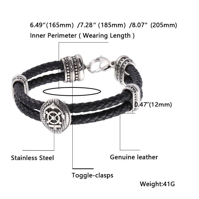 Punk Genuine Braided Men Leather Bracelet Bangles Shield Stainless Steel Lobster Clasp Bracelet Jewelry Gifts