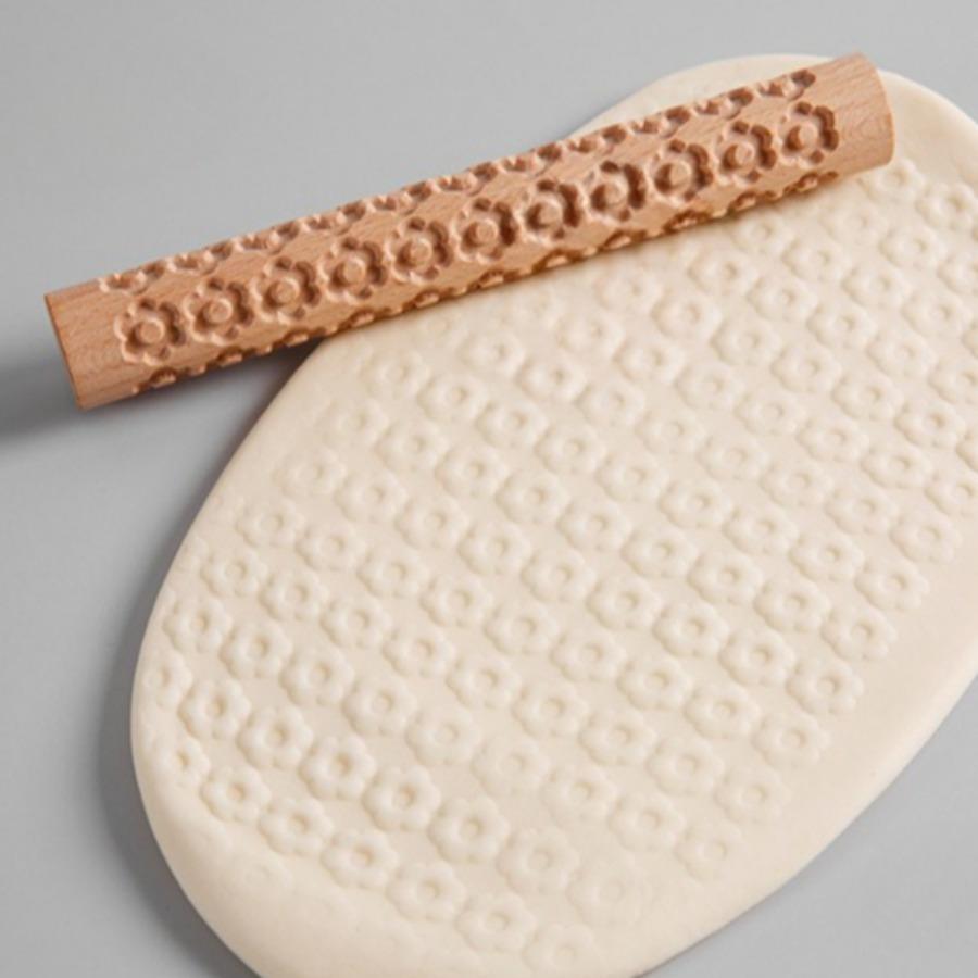 1PC Solid Wood Clay Clay Tools - Wooden Rolling Pin, Clay Press Stick, Printing Stick, Large Area Embossing Mold