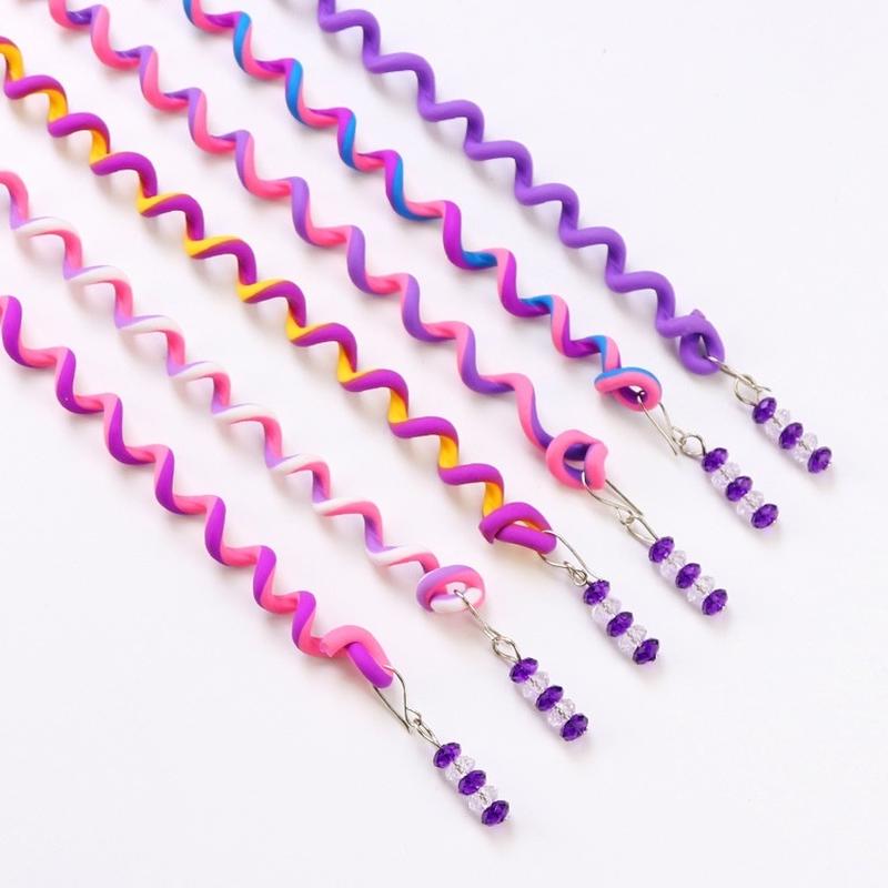6Pcs1Set Kids Curler Hair Braid Hair Sticker Baby Girls' Decor Hair Accessories.