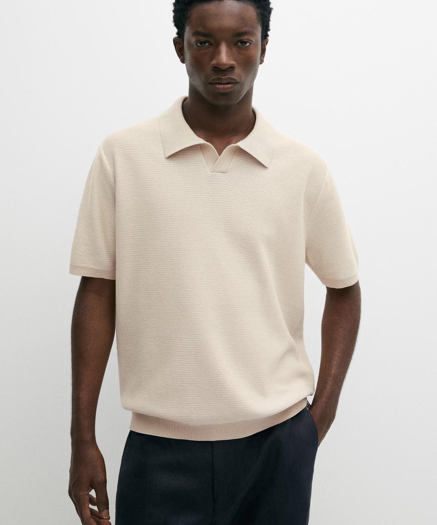 Masimodutti 100% Cotton Contrast Knit Polo Sweater