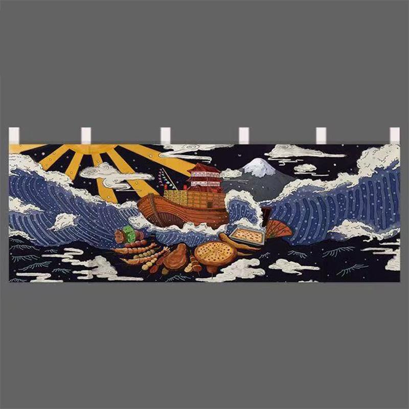 Japanese-style Horizontal Curtain Sushi Restaurant Izakaya Door Curtain Kitchen Partition Shop Decor One-piece Short Curtain