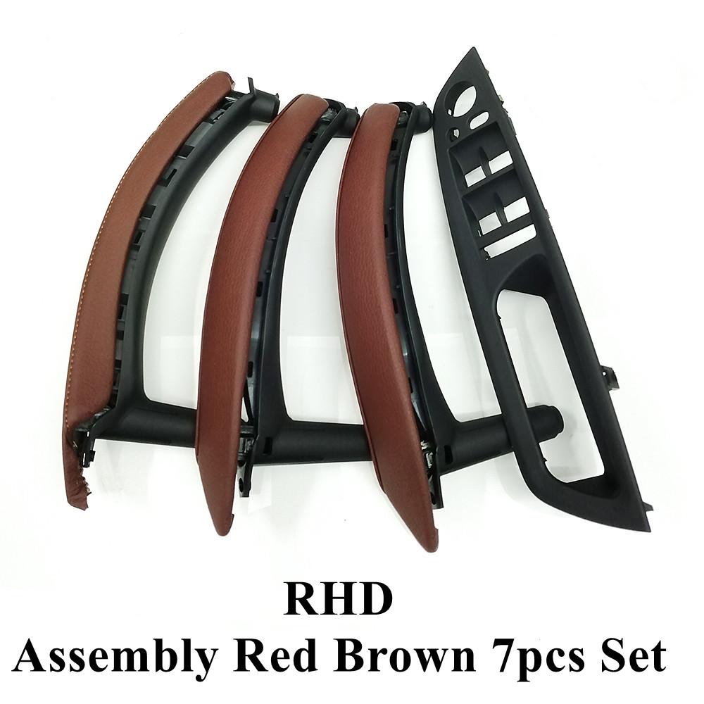 LHD RHD Car Interior Armrest Door Handle Inner Panel Pull Trim Leather Outer Cover Set For BMW X5 X6 E70 E71 E72 2007-2013