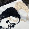 Sweet Tassel Hollowed Out Knitted Hat Elegant Floral Crochet Flower Hat Thin Korean Bohemian Style Beanies Outdoor