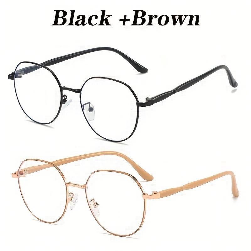 2 Stück Lesebrille Altersweitsicht Brillenrahmen Neu Anti Blaulicht Weitsicht Brille Runder Einfarbiger Rahmen Brille